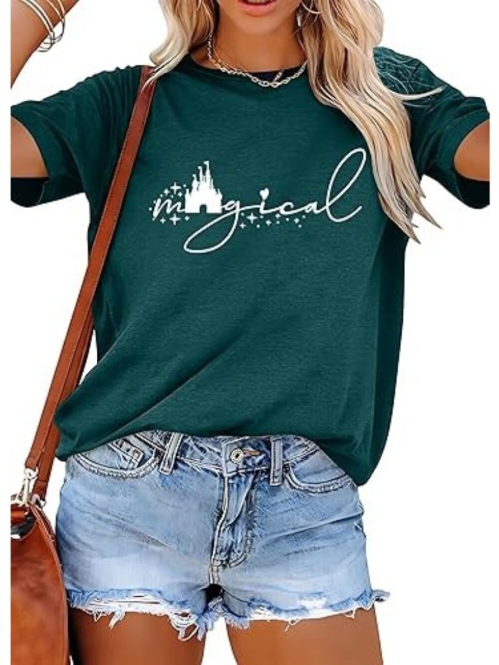 Unbranded Shirt Womens Extra Large Green Scoop Neck Graphic Short Sleeves